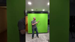 New retractable green screen! Fun fun.