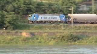 Züge bei Kaub am Rhein, DLC Class 66, RSB Logistic 185, 145, Railion 185