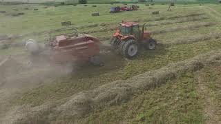 Baling Hay June 2020 with a 2150 Massey Ferguson Baler and RT 135 Agco Tractor