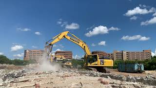 Komatsu 360 Excavator Flipping Concrete Slabs Part 2