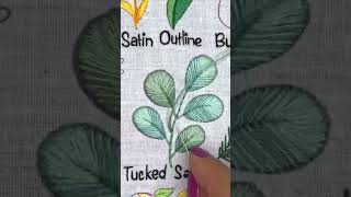 Tucked #SatinStitch Leaf #EmbroideryTutorial 🍃 #beginnerembroidery #floralembroidery