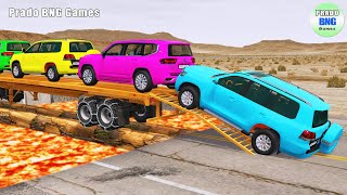 Toyota Cars vs Train | Truck Man Flatbed vs Train Beamng.drive 137