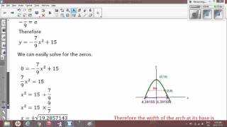 Quadratics:  Problem solving of a Parabolic Arch, Length of base & Equation