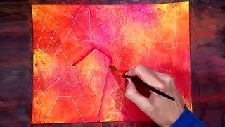 Abstract Acrylic Painting Made with Plastic Wrap - Shade & Highlight with Paint - Easy Painting Demo