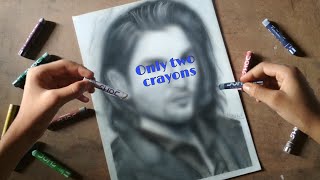 Drawing with only two crayons 😁 🔥/Drawing Sushant Singh Rajput with oil pastel / RIP Legend drawing