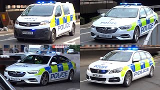 Multiple West Midlands Police vehicles responding with BULLHORN, lights & sirens in Coventry