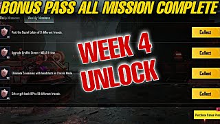 NEW BONUS PASS WEEK 4 MISSION COMPLETE PUBG MOBILE | BONUS PASS WEEKLY MISSION COMPLETE VIDEO