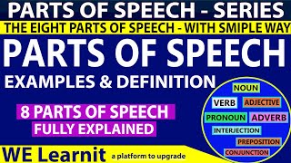 PARTS OF SPEECH IN ENGLISH GRAMMAR WITH EXAMPLES AND DEFINITION | WHAT ARE PARTS OF SPEECH | 8 PARTS