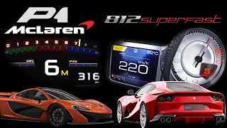 Mclaren P1 HYPERCAR v Ferrari 812 SuperFast 0-100 & 0-300 km/h