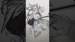 Join me sketching friendly neighborhood Spider-Man using ballpoint. Follow for more. #art #shorts