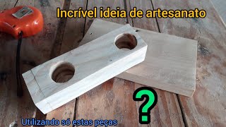 Ideia de artesanato incrível com 2 pedaços de madeira, artesanato com madeira #diy