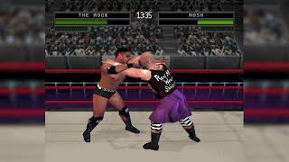 The Rock vs Headbanger Mosh - WWF War Zone (PS1 - Gameplay)