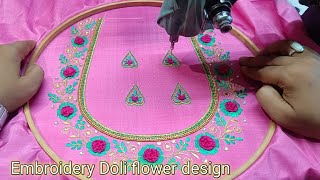 Blouse embroidery Doli flower design | Rizwan embroidery | Machine embroidery