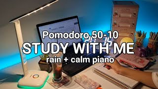 2Hour Study With Me | Lofi + Rain 🌧 Pomodoro 50/10 , deep focus, real time