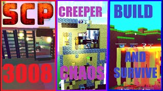 SCP-3008 vs CREEPER CHAOS vs BUILD AND SURVIVE *BEST BASES IN ROBLOX*