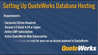 QuoteWerks Database Hosting Service Setup