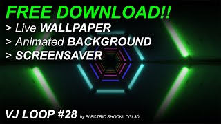 FREE DOWNLOAD!! - Live Wallpaper & Background - VJ LOOP 28 - 4K - Square Tunnel & Multicolor Neons