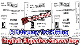 5 February Set- D English 1st Sitting Answer Key 2024 | BSEB 12th  Answer Key 1st Sitting 2024