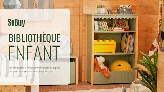 SoBuy Bibliothèque Enfants丨Étagère Enfants丨Meuble de rangement avec 3 étagères丨KMB97-GR