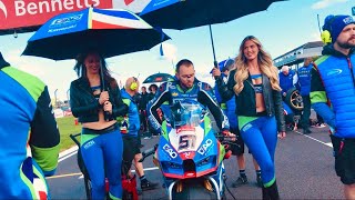 BSB Motorcycle GRID WALK includes ALL STAR RIDERS & Bikes + Pit Garages at DONINGTON PARK Race Track