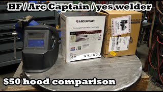 50$ welding hood comparison:  Yes welder, Arc captain, Harbor freight