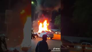 Honda Civic X on fire in defence DHA phase 1 in lahore 🔥🔥🔥🔥#short