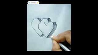 How to draw a 3D  Heart  step-by-step drawings #drawing #easy drawing#art #shorts