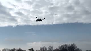 Presidential Helicopter Flying Over DC Wharf (bonus super yacht Constance)