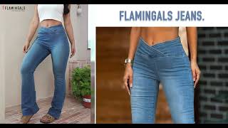 【Flamingals】Wash Wrap Mid Rise Stretchy Flare Jeans#fashionstyle #fashion #jeanswear #jeans