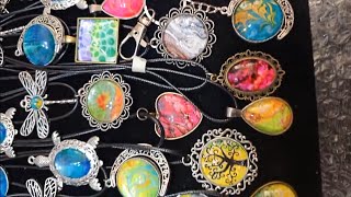 Taslima Maya Art was Live! Acrylic Poured Jewellery DIY Acrylic paint skins