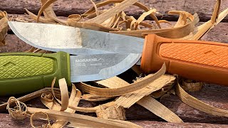 Morakniv Kansbol, Eldris, GB hatchet and Condor Kukri versus cedar