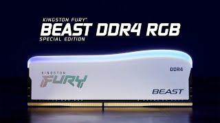 Уникальный белый радиатор с яркой RGB-подсветкой. Kingston FURY™ Beast DDR4 RGB