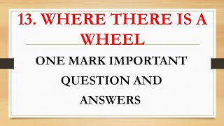 2nd PUC Where There Is A Wheel one mark question and answers