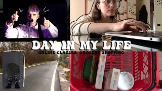 day in my life||online classes, walk, grocery shopping