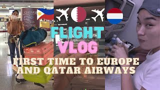 First Time Pinoy Travel to Europe Flight Vlog  Manila - Qatar - Netherlands #QatarAirways