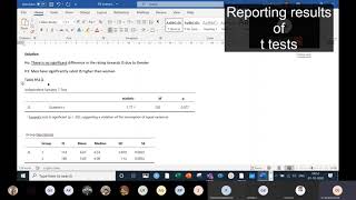 jv7 Reporting t test results