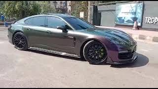 UPPF wrap car pro Bangladesh Porsche Panamera hybrid Bangladesh dhaka purple green golden shift