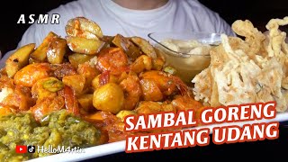 ASMR Makan Sambal Goreng Kentang Udang, Jengkol, Rempeyek Teri, dan Kuah Kaldu (whisper)