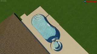 Simple Pool w/ Round Spa, Raised Deck w/ Sheer Descent Water Feature