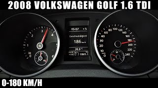 2008 Volkswagen Golf 1.6 TDI 138 KM Przyspieszenie / Acceleration 0-180 km/h