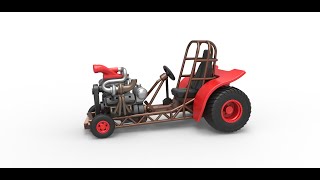 3D printable Mini Rod pulling tractor 7 Scale 1:25 3D model view