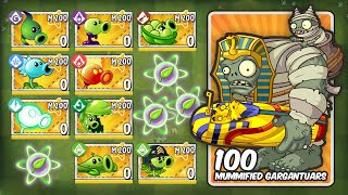 PvZ 2 All Premium Peashooter Max Level Vs 100 Mummified Gargantuar - Who Will Win? - PvZ 2 Challenge