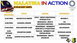 Jadual acara Team Malaysia Sabtu 31 Julai 2021 di Sukan Olimpik Tokyo