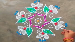 5x3 dots simple rangoli designs|daily rangoli designs|easy rangoli|beginners rangoli|small rangoli