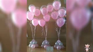 CENTROS DE MESA CON GLOBOS ROSADOS PARA FIESTAS