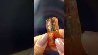 Imperial topaz with unusual shape. Best luster ever. #imperialtopaz #mineralcollection #mineral