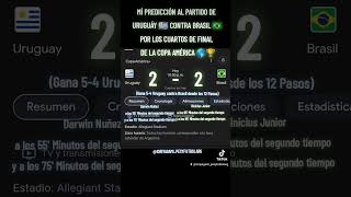 MÍ PREDICCIÓN AL PARTIDO DE URUGUAY 🇺🇾 🆚 BRASIL 🇧🇷 POR LOS 4TOS DE FINAL DE COPA AMÉRICA 🌎🏆#shorts