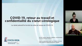 Webinaire "COVID-19, retour au travail et confidentialité du statut sérologique au VIH"