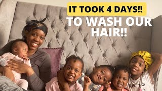 Our hair wash day WITH 5 KIDS! Type 4a/4b/4c #washday #naturalhair