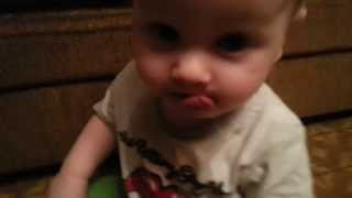 funny baby Alexander Смешной малыш покрасил язык